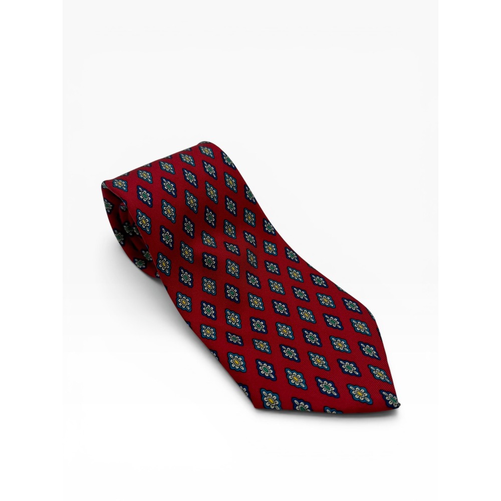 Vintage Stagg Mens Red Geometric Silk Blend Necktie Formal Business Tie‎